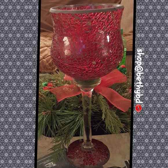 Large Red Designer Speckled Candleholder - Picture 3 of 4